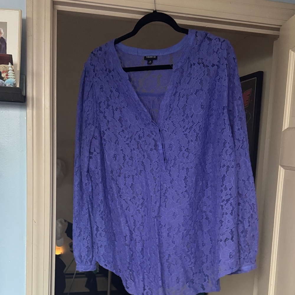 Torrid Lace V-Neck Top - Purple